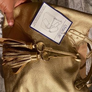 Charming Charlie Gold Bag with built in charger
